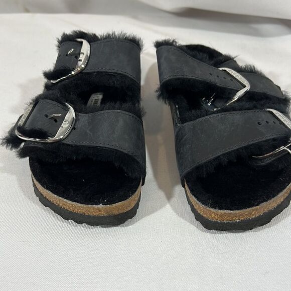 BIRKENSTOCK ARIZONA BIG BUCKLE SHEARLING SANDALS BLACK NWT Various - Picture 5 of 11